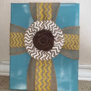 Yellow and teal wall decor